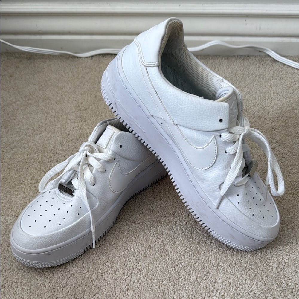 Nike White Low-Top AF-1 Sneakers